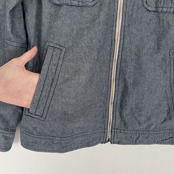 Fossil Jacket Mens‎ Large Blue Chambray Full Zip Lightweight Classic Neutral NEW - Picture 4 of 16